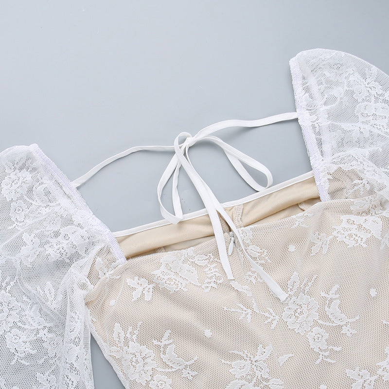 Whimsical White Lace Bell Sleeve Mini Dress | Your Fall & Holiday Party Essential