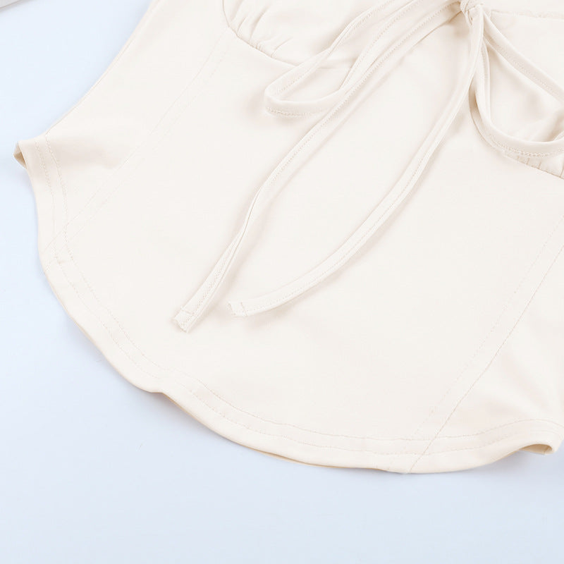 Effortless Fall Chic: Square Neck Tie-Front Long Sleeve Top