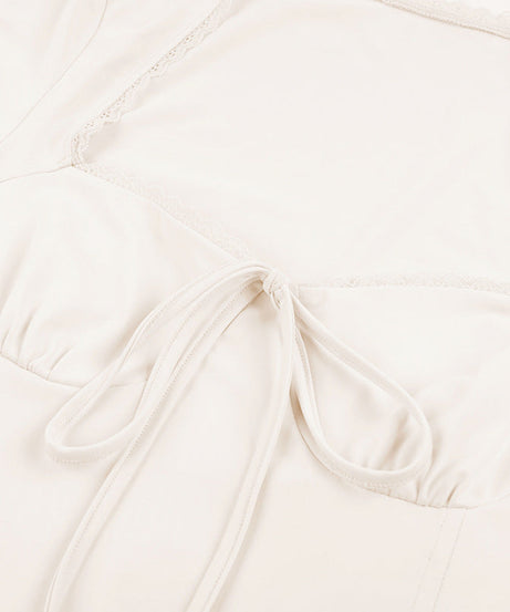 Effortless Fall Chic: Square Neck Tie-Front Long Sleeve Top