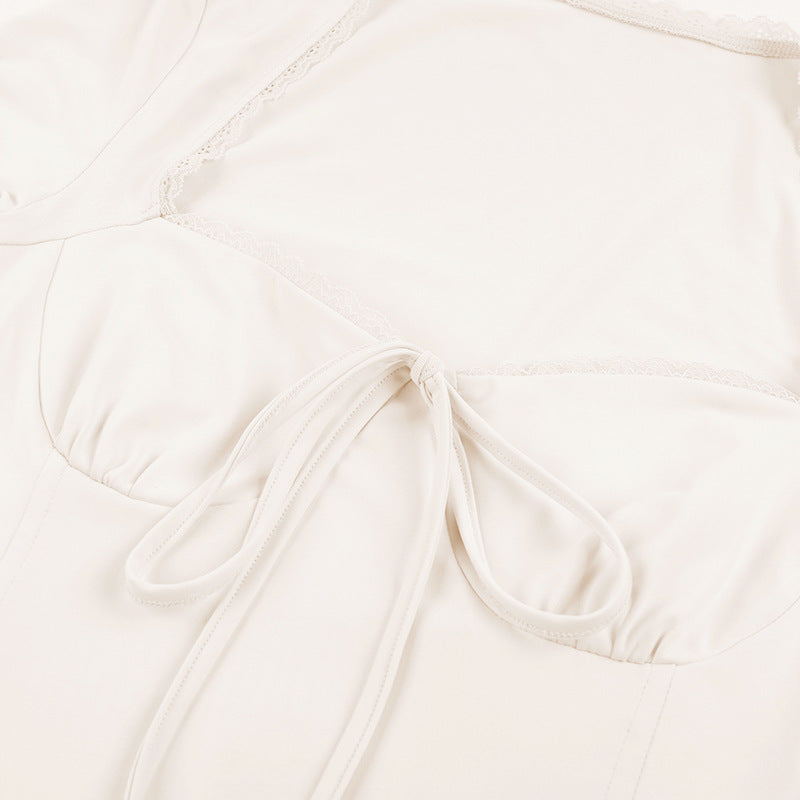 Effortless Fall Chic: Square Neck Tie-Front Long Sleeve Top