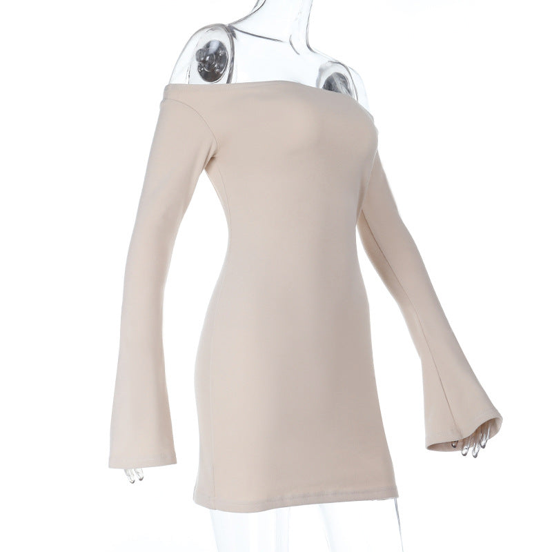 Autumn Nights Out: Chic Off-Shoulder Bell Sleeve Bodycon Mini Dress