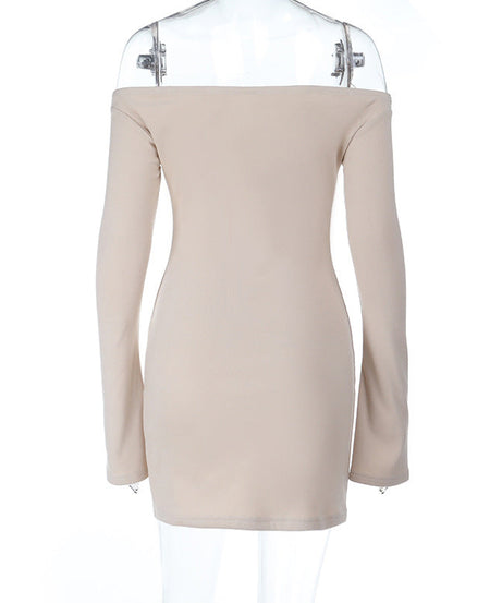 Autumn Nights Out: Chic Off-Shoulder Bell Sleeve Bodycon Mini Dress