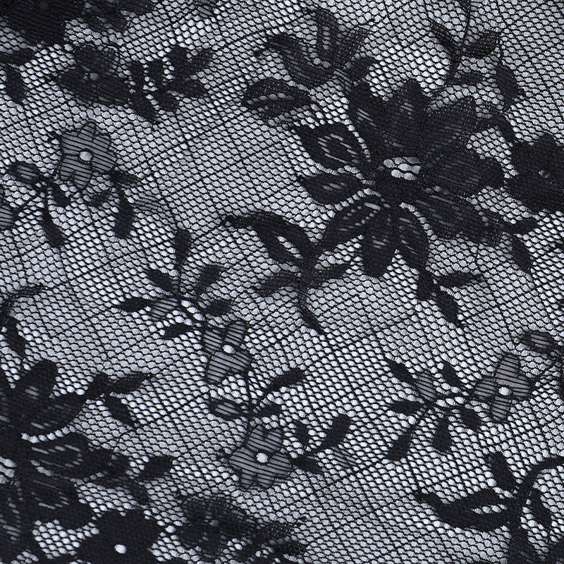 Enchanting Black Sheer Lace Sweetheart Top | Ruched Long Sleeve for Fall & Holiday Glam