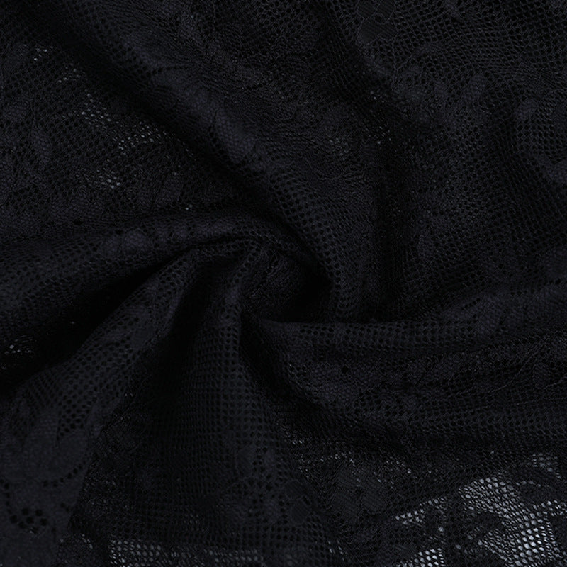 Enchanting Black Sheer Lace Sweetheart Top | Ruched Long Sleeve for Fall & Holiday Glam