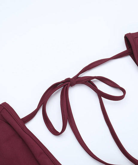 Alluring Wine Red Maxi Dress - Elegant Long Sleeve Cut-Out Ruched Gown for Fall & Holiday Parties