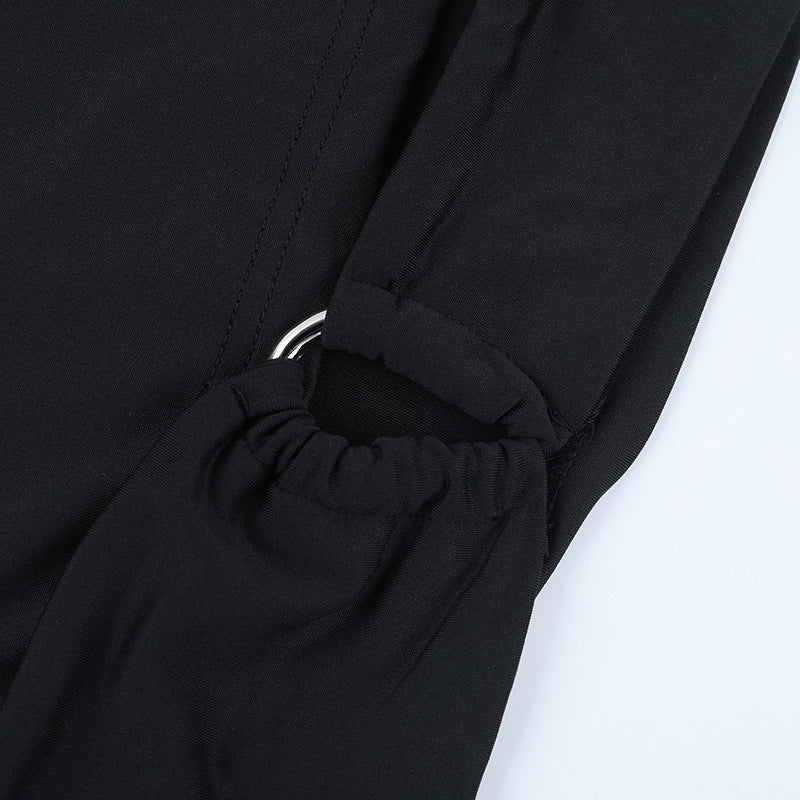 Fall Nights Chic One-Shoulder Ruched Cut-Out Long Sleeve Top