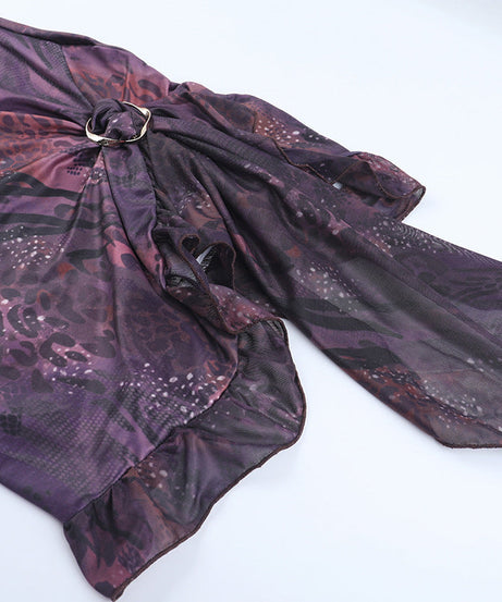 Sultry Plum Lace O-Ring Mini Slip Dress | Y2K Asymmetrical Fall Party Look