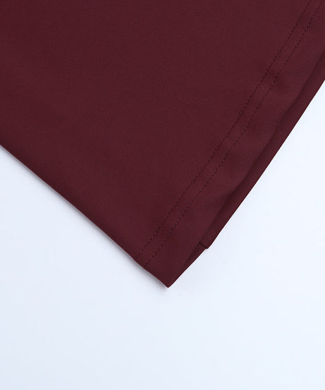 Sophisticated Wine Red Ruched Maxi Gown - Elegant Long Sleeve V-Neck for Fall & Holiday Galas