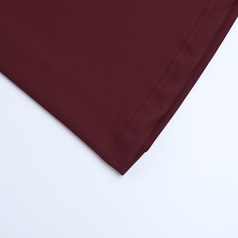 Sophisticated Wine Red Ruched Maxi Gown - Elegant Long Sleeve V-Neck for Fall & Holiday Galas