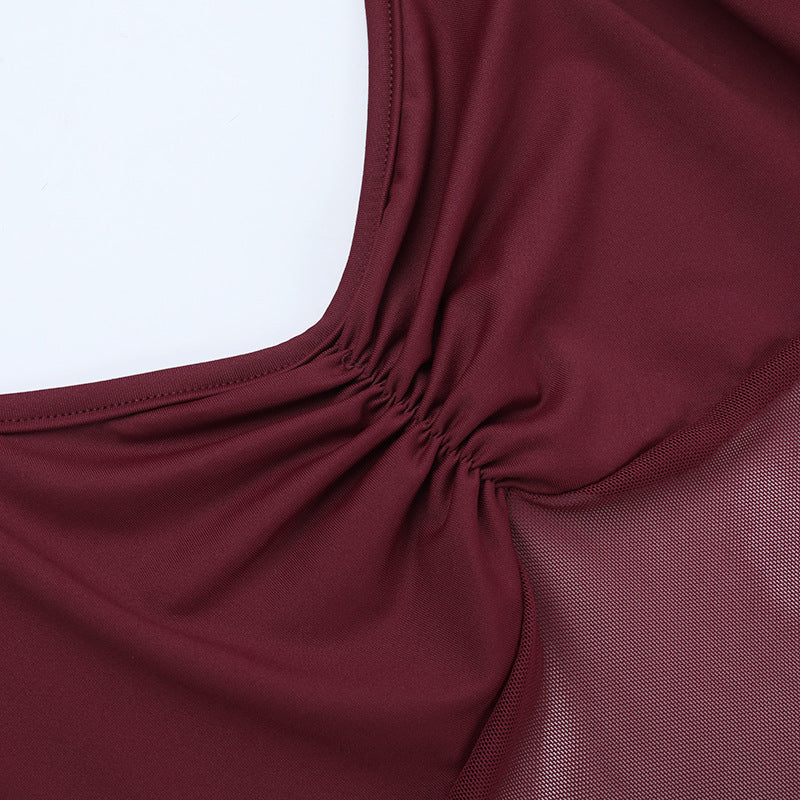 Alluring Wine Red Maxi Dress - Elegant Long Sleeve Cut-Out Ruched Gown for Fall & Holiday Parties