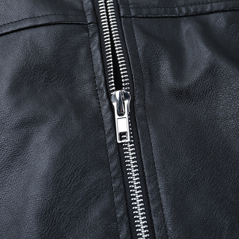 Women's Edgy Faux Leather Cropped Moto Jacket – Belted Fall Fashion Essential