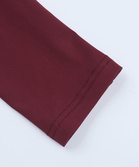 Alluring Wine Red Maxi Dress - Elegant Long Sleeve Cut-Out Ruched Gown for Fall & Holiday Parties