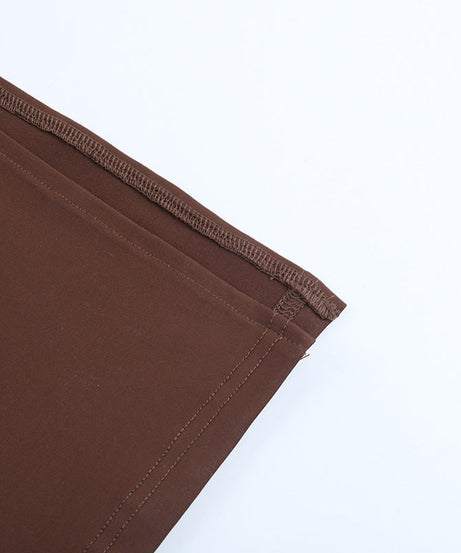 Autumn Allure: Sheer Lace Long Sleeve Ruched Maxi Dress - Chocolate Brown Evening Gown