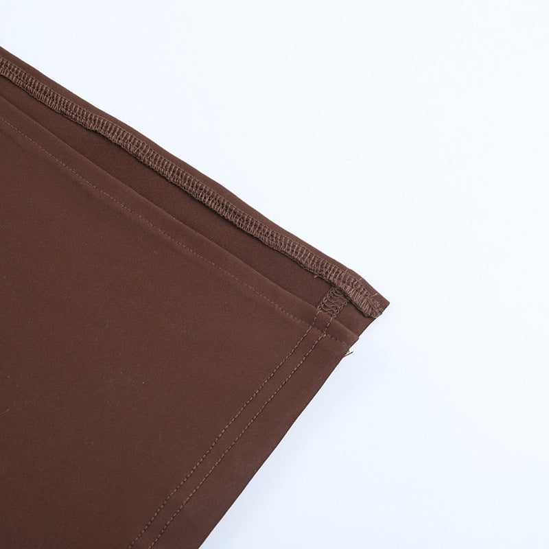 Autumn Allure: Sheer Lace Long Sleeve Ruched Maxi Dress - Chocolate Brown Evening Gown