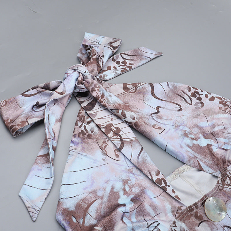 Serpentine Halter Maxi Dress - Abstract Animal Print for Fall & Holiday Glamour