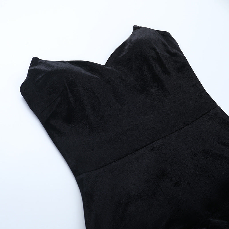 Chic Black Velvet & Feather Mini Dress - Your Holiday Party & NYE Showstopper