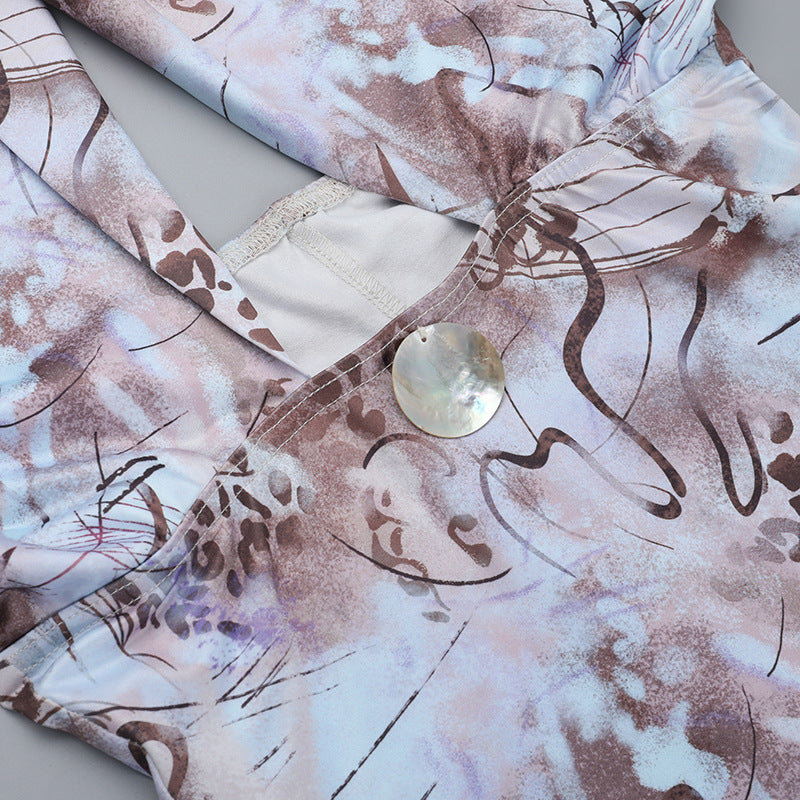 Serpentine Halter Maxi Dress - Abstract Animal Print for Fall & Holiday Glamour