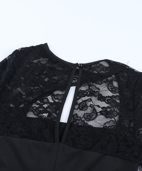 Elegant Black Lace Long Sleeve Bodycon Mini Dress - Fall & Holiday Party Perfect