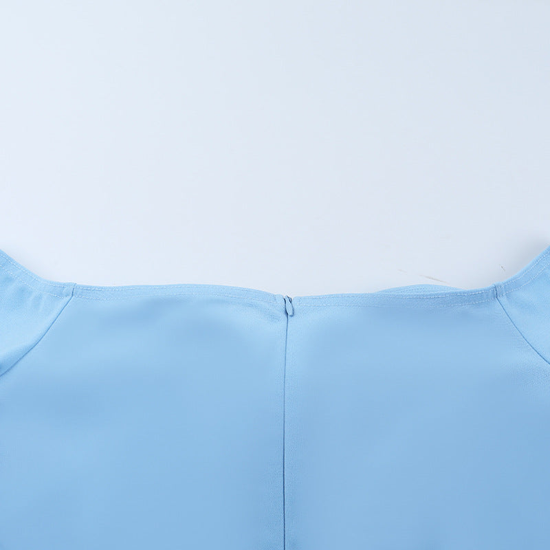 Dreamy Sky Blue Off-Shoulder Mini Dress - Long Sleeve Bodycon for Fall Parties & Date Nights