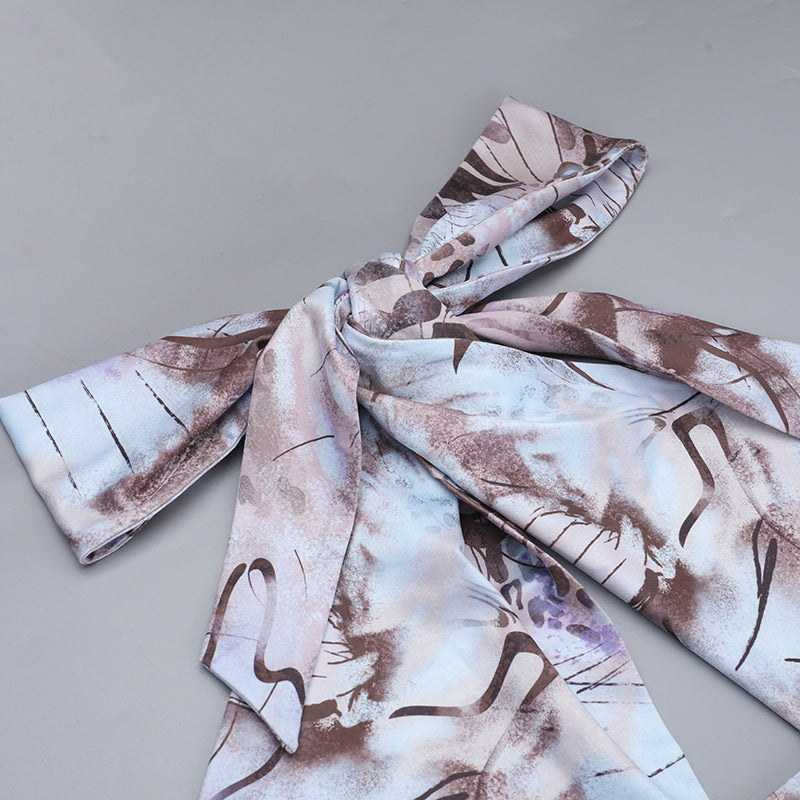 Serpentine Halter Maxi Dress - Abstract Animal Print for Fall & Holiday Glamour