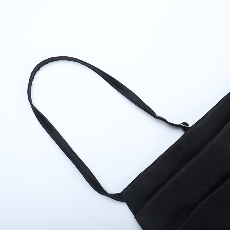 Effortlessly Chic Black Satin Slip Maxi Dress with High Slit & Ruching – Your Holiday Party & Special Occasion Essential