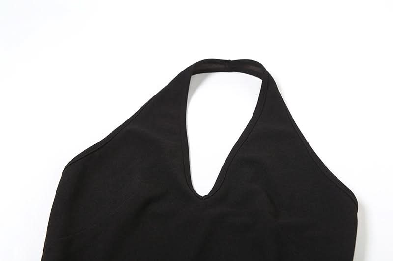 Chic Halter V-Neck Black Sheer Maxi Dress - Your Go-To for Holiday Parties & Evening Glamour