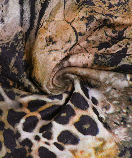 Fierce Fall Fashion: V-Neck Long Sleeve Mixed Animal Print Ruffle Mini Dress