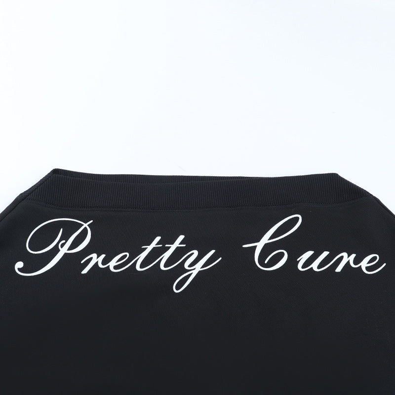 "Pretty Cure" Asymmetrical One-Shoulder Crop Top | Edgy Long Sleeve for Fall Style