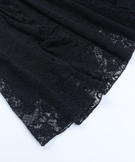 Enchanting Black Velvet & Lace Maxi Skirt - Gothic Elegance for Fall & Halloween