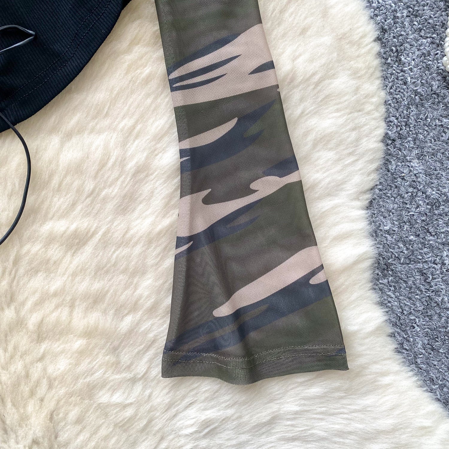 Fierce Fall Nights: 'Badass' Camo Corset Top - Edgy Off-Shoulder Lace-Up Long Sleeve