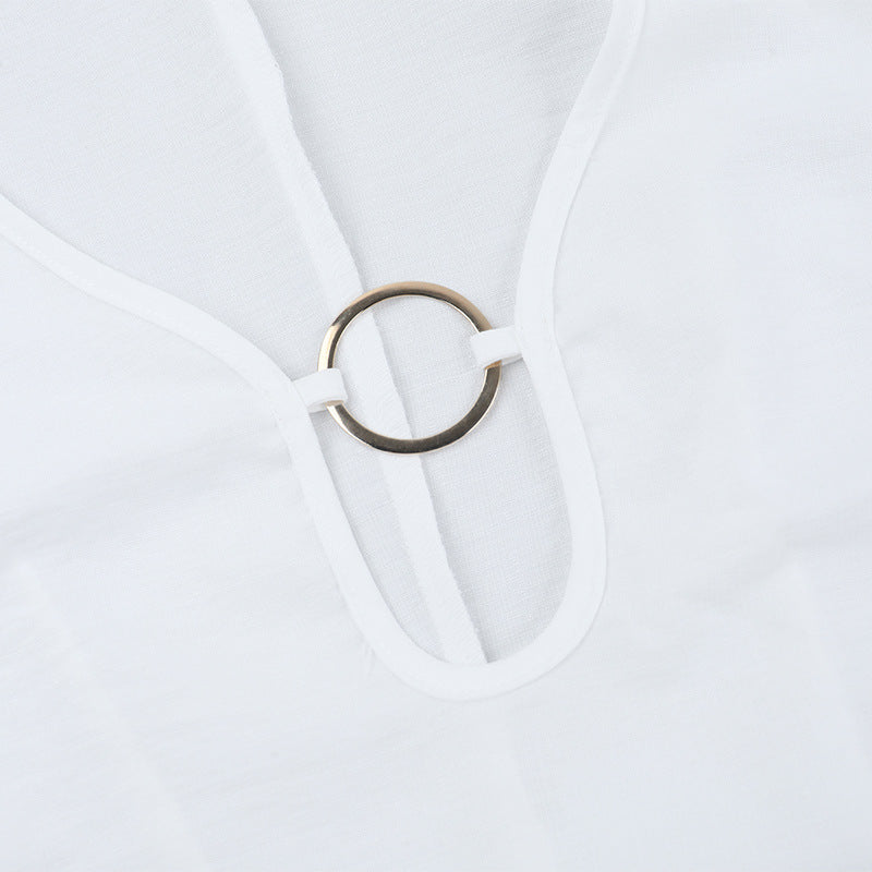 Winter White O-Ring V-Neck Long Sleeve Maxi Dress | Chic Fall & Holiday Essential