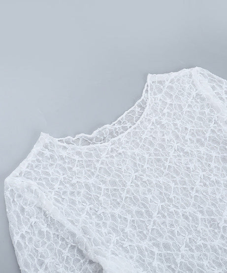 Chic Sheer Lace Long Sleeve Top - Elegant Fall Layering & Holiday Style
