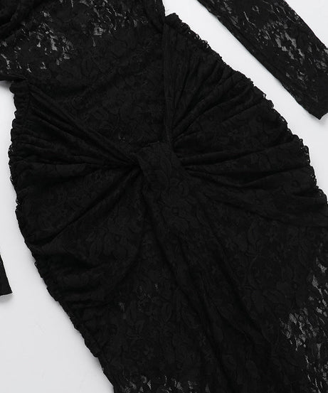 Sultry Black Lace Maxi Dress - Sheer Long Sleeve Bodycon Gown for Fall & Holiday Glamour