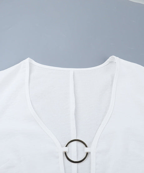 Winter White O-Ring V-Neck Long Sleeve Maxi Dress | Chic Fall & Holiday Essential