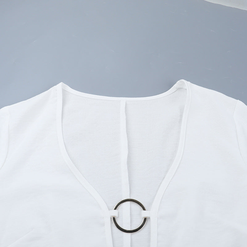 Winter White O-Ring V-Neck Long Sleeve Maxi Dress | Chic Fall & Holiday Essential