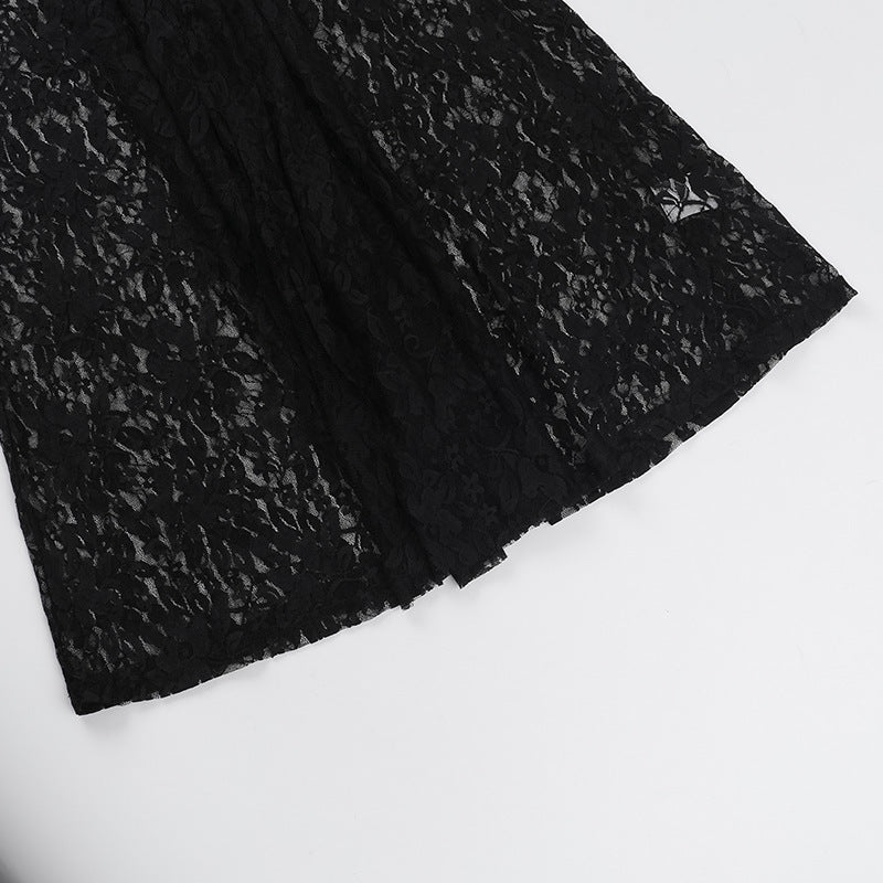 Sultry Black Lace Maxi Dress - Sheer Long Sleeve Bodycon Gown for Fall & Holiday Glamour