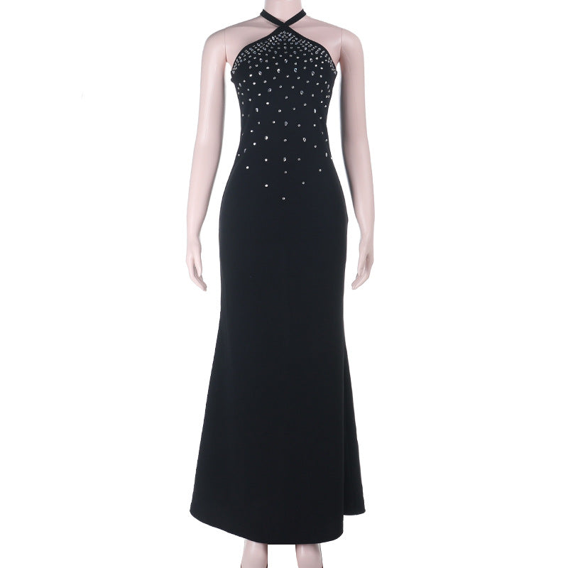 Glamorous Beaded Halter Neck Maxi Gown - Perfect for Holiday Galas & New Year's Eve