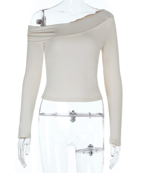 Effortless Chic: Ruched One-Shoulder Long Sleeve Top - Your Fall & Holiday Essential