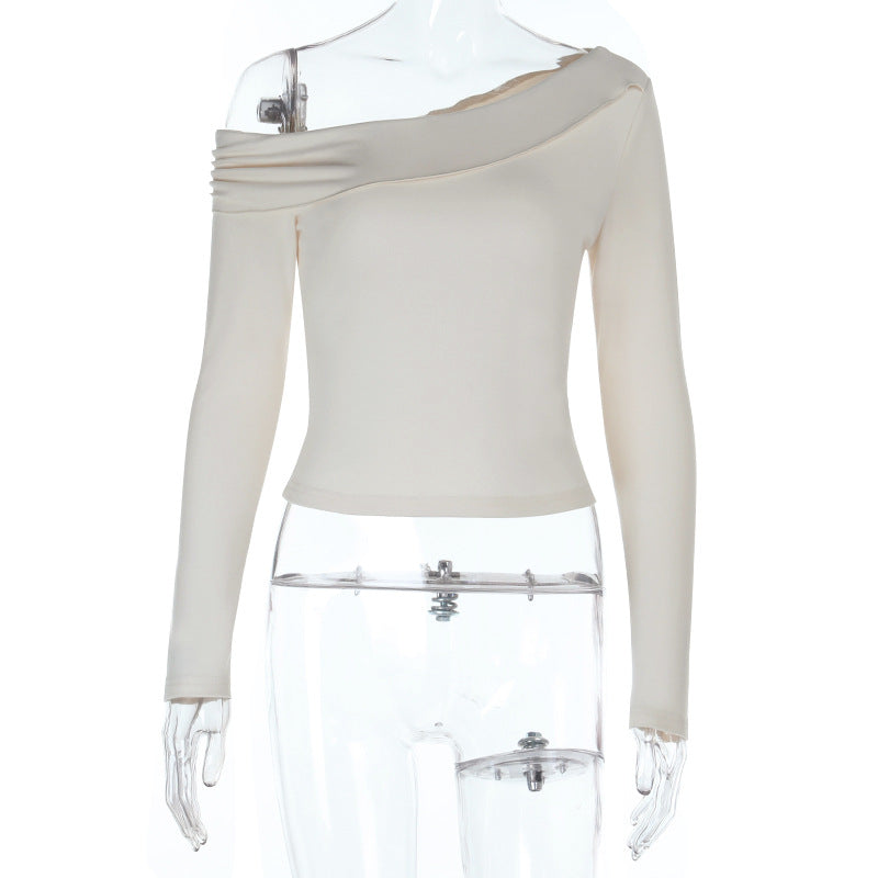 Effortless Chic: Ruched One-Shoulder Long Sleeve Top - Your Fall & Holiday Essential