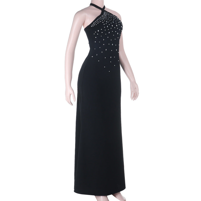 Glamorous Beaded Halter Neck Maxi Gown - Perfect for Holiday Galas & New Year's Eve