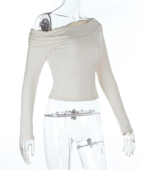 Effortless Chic: Ruched One-Shoulder Long Sleeve Top - Your Fall & Holiday Essential