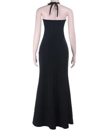 Glamorous Beaded Halter Neck Maxi Gown - Perfect for Holiday Galas & New Year's Eve