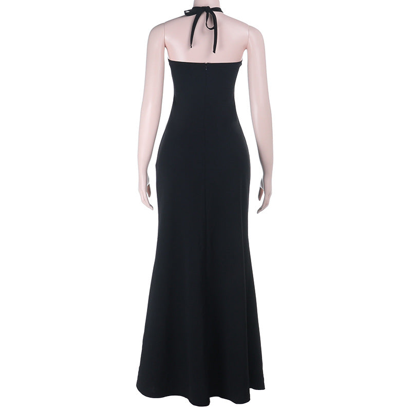 Glamorous Beaded Halter Neck Maxi Gown - Perfect for Holiday Galas & New Year's Eve