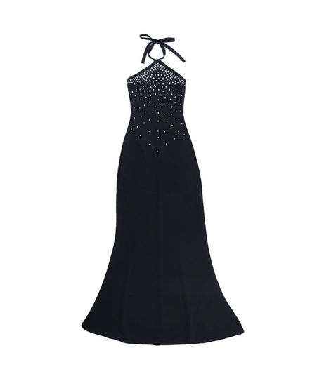 Glamorous Beaded Halter Neck Maxi Gown - Perfect for Holiday Galas & New Year's Eve