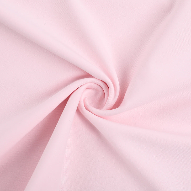 Blush Pink Ruched Bodycon Mini Dress - Long Sleeve Square Neck for Fall Nights Out