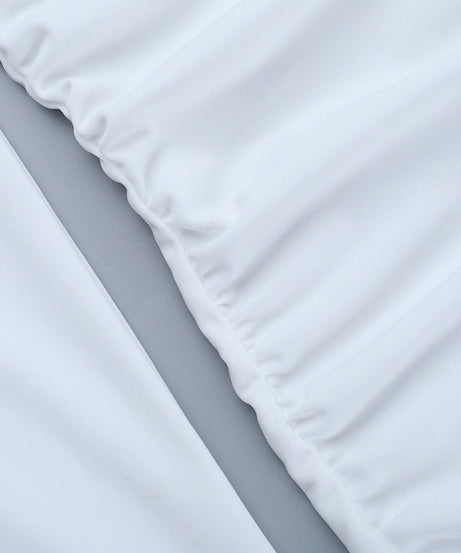 Elegant White Long Sleeve Maxi Dress with Twist Front Cutout & Ruched Waist - Fall Ready Chic