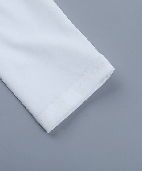 Elegant White Long Sleeve Maxi Dress with Twist Front Cutout & Ruched Waist - Fall Ready Chic