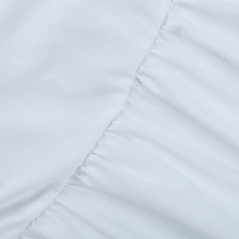 Elegant White Long Sleeve Maxi Dress with Twist Front Cutout & Ruched Waist - Fall Ready Chic