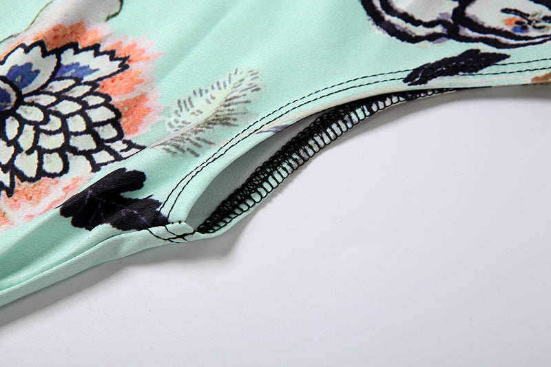 Chic Floral Contrast Mock Neck Mini Dress - Ruched Bodycon for Fall Parties & Nights Out