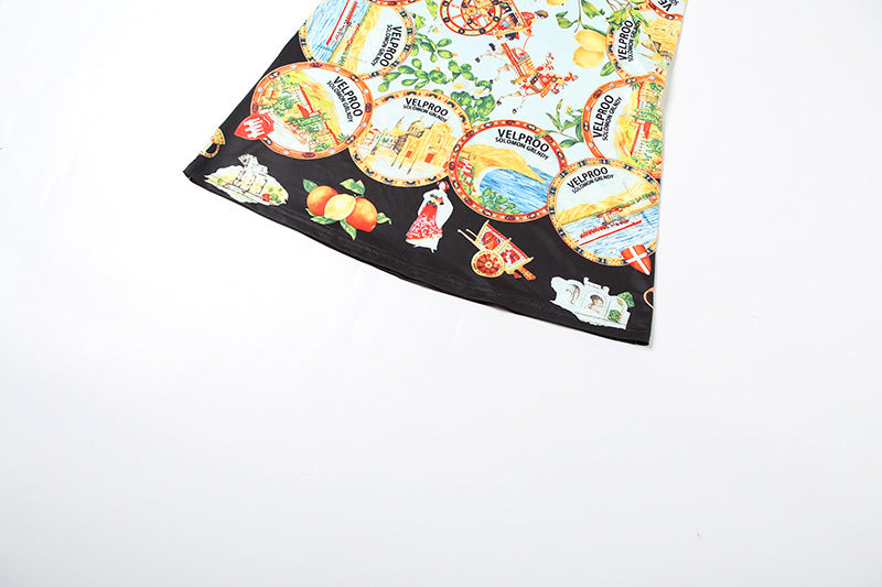 Vibrant Mediterranean Print Backless Maxi Dress - Cami Resort Style